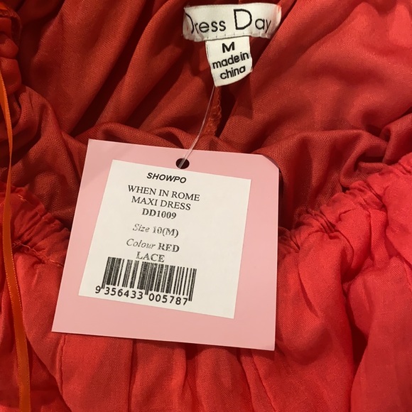 NWT WHEN IN ROME BACKLESS MAXI DRESS IN CORAL LACE - Picture 11 of 14